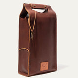 Will's Leather Goods Leather Double Wine Bottle Case in Brown
