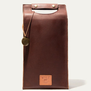 Will's Leather Goods Leather Double Wine Bottle Case in Brown