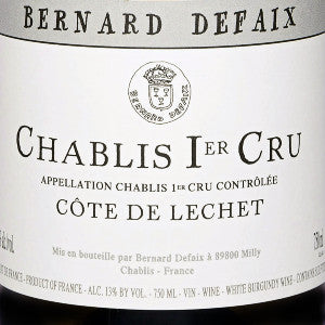 Bernard Defaix Chablis Premier Cru Cote de Lechet Burgundy France