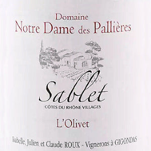 Domaine Notre Dame des Pallieres Sablet Cotes Du Rhone Rouge L'Olivet France, 2023, 750