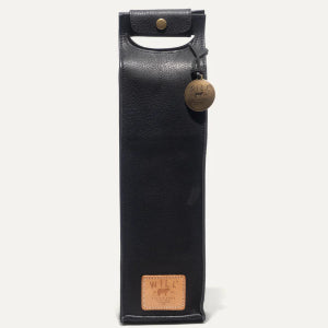 Will's Leather Goods Leather Wine Bottle Case in Black