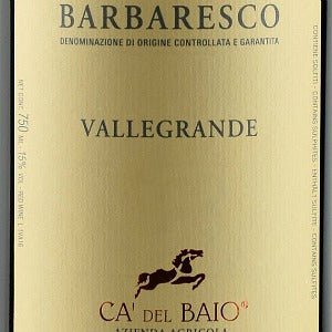 Ca' del Baio Barbaresco Vallegrande Italy, 2016, 750