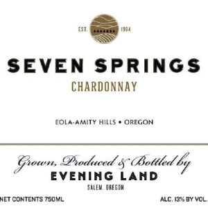 Evening Land Seven Springs Vineyard Chardonnay Willamette Valley Oregon, 2021, 750