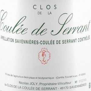 Nicolas et Virginie Joly Savennieres Clos de la Coulee de Serrant France, 2017, 750