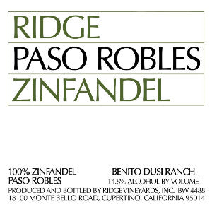 Ridge Zinfandel Paso Robles California, 2019, 750