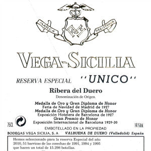 Vega Sicilia "Unico" Ribera del Duero Spain, 2012, 750